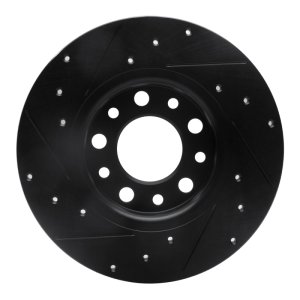 Chrysler 200 Brake Rotor (1) - Rear Right - R1 Concepts - Drilled & Slotted - Black - `14-`22